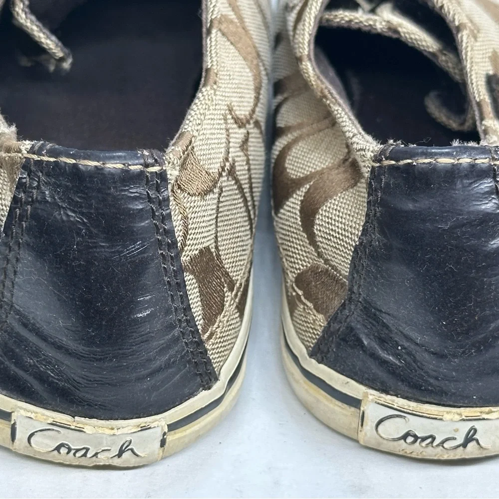 Coach Tan Signature Canvas Slip-On Sneakers